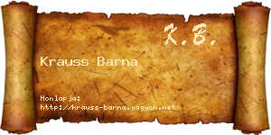 Krauss Barna névjegykártya